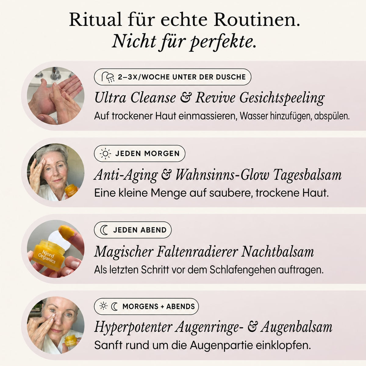 Das komplette System für reife Frauenhaut
